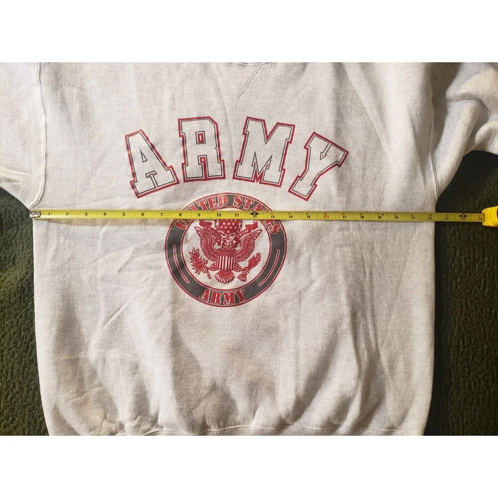 Vintage US Army Fleece Crewneck Pullover Sweater Mens LARGE Made in USA 80s 90s